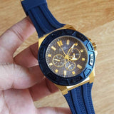 Guess Force Blue & Rose Gold Dial Blue Silicone Strap Watch For Men - W0674G2 Authentic Buy Shop Now