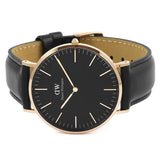 Daniel Wellington Classic Sheffield Black Dial Black Leather Strap Watch For Men - DW00100127 Authentic Buy Shop Now