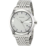 Gucci G Timeless Silver Dial Silver Steel Strap Watch For Men - YA126401 Authentic Buy Shop Now
