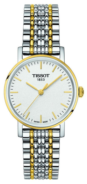 Tissot T Classic Everytime Small White Dial Two Tone Mesh Bracelet Watch For Women - T109.210.22.031.00 Authentic Buy Shop Now