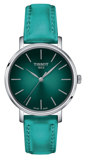 Tissot Everytime Lady Green Dial Green Leather Strap Watch for Women - T143.210.17.091.00 Authentic Buy Shop Now