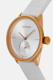 Calvin Klein Accent Silver Dial White Leather Strap Watch for Women - K2Y236K6 Authentic Buy Shop Now