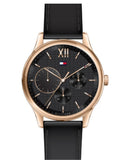 Tommy Hilfiger Damon Quartz Black Dial Black Leather Strap Watch for Men - 1791419 Authentic Buy Shop Now