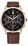 Tommy Hilfiger Multi Function Chronograph Black Dial Brown Leather Strap Watch for Men - 1791631 Authentic Buy Shop Now