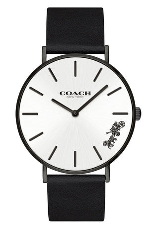 Coach Perry White Dial Black Leather Strap Watch for Women - 14503115 Authentic Buy Shop Now