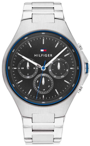 Tommy Hilfiger Justin Chronograph Gray Dial Silver Steel Strap Watch For Men - 1792054 Authentic Buy Shop Now