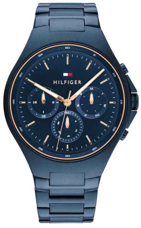 Tommy Hilfiger Justin Chronograph Blue Dial Blue Steel Strap Watch For Men - 1792058 Authentic Buy Shop Now
