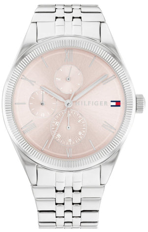 Tommy Hilfiger Monica Multifunction Chronograph Pink Dial Silver Steel Strap Watch For Women - 1782590 Authentic Buy Shop Now