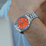 Citizen x Pantone Automatic Blazing Red Dial Silver Steel Strap Watch For Men - NJ0158-89W Authentic Buy Shop Now