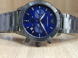 Emporio Armani Mario Chronograph Blue Dial Grey Steel Strap Watch For Men - AR80045 Authentic Buy Shop Now