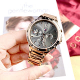 Tommy Hilfiger Eve Chronograph Quartz Grey Dial Rose Gold Steel Strap Watch For Women - 1782277 Authentic Buy Shop Now