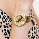 Guess G Twist Diamonds Gold Dial Gold Steel Strap Watch For Women - W1201L2 Authentic Buy Shop Now