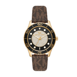 Michael Kors Runway Quartz Black Dial Brown Leather Strap Watch For Women - MK6979 Authentic Buy Shop Now