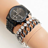 Michael Kors Lexington Chronograph Black Dial Black Steel Strap Watch For Women - MK5709 Authentic Buy Shop Now