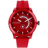 Tommy Hilfiger Denim Quartz Red Dial Red Rubber Strap Watch for Men - 1791480 Authentic Buy Shop Now