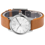 Calvin Klein City Silver Dial Light Brown Leather Strap Watch For Women- K2G23120 Authentic Buy Shop Now