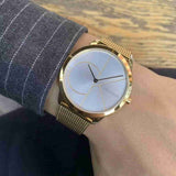 Calvin Klein Minimal White Dial Gold Mesh Bracelet Watch for Men - K3M21526 Authentic Buy Shop Now