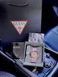 Guess Clarity Gold Dial Pink Silicone Strap Watch for Women - GW0109L2 Authentic Buy Shop Now