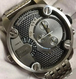 Diesel Little Daddy Chronograph Black Dial Silver Steel Strap Watch For Men - DZ7259 Authentic Buy Shop Now