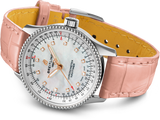Breitling Navitimer Automatic 35 Mother of Pearl Dial Pink Leather Strap Watch for Women - A17395211A1P3 Authentic Buy Shop Now