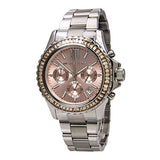 Michael Kors Everest Chronograph Gold Dial Silver Steel Strap Watch For Women - MK5870 Authentic Buy Shop Now