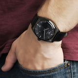 Emporio Armani Franco Black Dial Black Leather Strap Watch For Men - AR0368 Authentic Buy Shop Now
