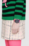 Gucci Dive Quartz Black Dial Pink Leather Strap Watch For Women - YA136326 Authentic Buy Shop Now