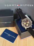 Tommy Hilfiger Sport Chronograph Black Dial Black Leather Strap Watch for Men - 1791050 Authentic Buy Shop Now