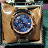 Guess Atlas Chronograph Blue Dial Two Tone Steel Strap Watch for Men - W0668G6 Authentic Buy Shop Now