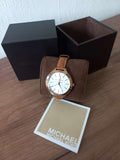 Michael Kors Runway Slim Quartz White Dial Beige Leather Strap Watch For Women - MK2284 Authentic Buy Shop Now
