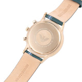 Emporio Armani Renato Chronograph Silver Dial Green Leather Strap Watch For Men - AR11233 Authentic Buy Shop Now