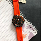 Fossil Bannon Chronograph Grey Dial Orange Silicone Strap Watch for Men - BQ2500 Authentic Buy Shop Now