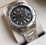 Versace Hellenyium GMT Black Dial Silver Steel Strap Watch for Men - V11020015 Authentic Buy Shop Now