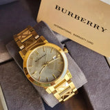 Burberry The City Gold Dial Gold Steel Strap Watch for Men - BU9038 Authentic Buy Shop Now