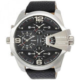 Diesel Uber Chief Oversized 4 Time Black Dial Leather Strap Watch For Men - DZ7376 Authentic Buy Shop Now