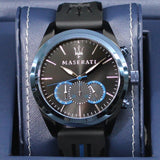 Maserati Traguardo Sports Blue Dial Black Rubber Strap Watch For Men - R8871612006 Authentic Buy Shop Now