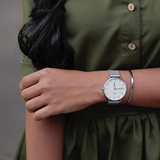 Daniel Wellington Petite Sterling White Dial Silver Mesh Bracelet Watch For Women - DW00100220 Authentic Buy Shop Now
