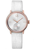 Calvin Klein Accent Silver Dial White Leather Strap Watch for Women - K2Y236K6 Authentic Buy Shop Now