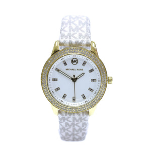 Michael Kors Tibby Analog Silver Dial White Leather Strap Watch for Women - MK1049 Authentic Buy Shop Now