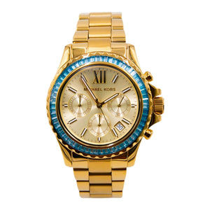 Michael Kors Everest Chronograph Gold Dial Gold Steel Strap Watch For Women - MK7210 Authentic Buy Shop Now