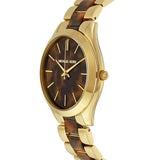 Michael Kors Slim Runway Tortoise Shell Dial Two Tone Steel Strap Watch for Women - MK4284 Authentic Buy Shop Now