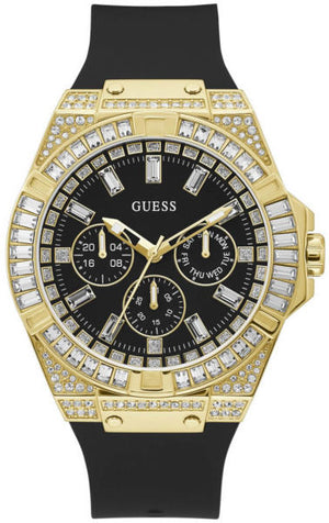 Guess Zeus Chronograph Diamonds Black Dial Black Silicone Strap Watch For Men - GW0208G2 Authentic Buy Shop Now