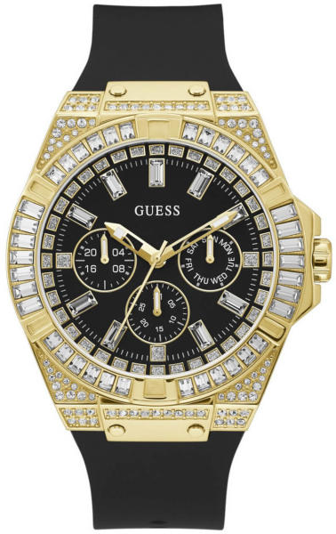 Guess Zeus Chronograph Diamonds Black Dial Black Silicone Strap Watch For Men - GW0208G2 Authentic Buy Shop Now