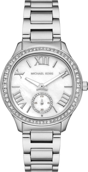 Michael Kors Sage Three-Hand White Dial Silver Steel Strap Watch for Women - MK4807 Authentic Buy Shop Now