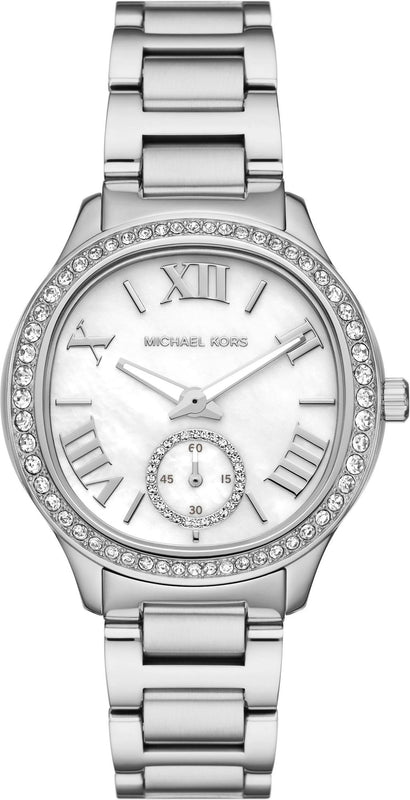 Michael Kors Sage Three-Hand White Dial Silver Steel Strap Watch for Women - MK4807 Authentic Buy Shop Now