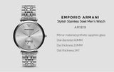 Emporio Armani Classic Silver Dial Silver Steel Strap Watch For Men - AR1819 Authentic Buy Shop Now