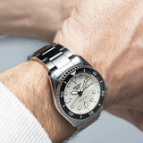 Seiko 5 Sports SKX Automatic Cream Dial Silver Steel Strap Watch For Men - SRPK31K1 Authentic Buy Shop Now