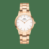 Daniel Wellington Iconic Link White Dial Rose Gold Steel Strap Watch For Women - DW00100211 Authentic Buy Shop Now