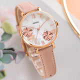 Fossil Jacqueline Three Hand Mother of Pearl Dial Pink Leather Strap Watch for Women - ES4671 Authentic Buy Shop Now