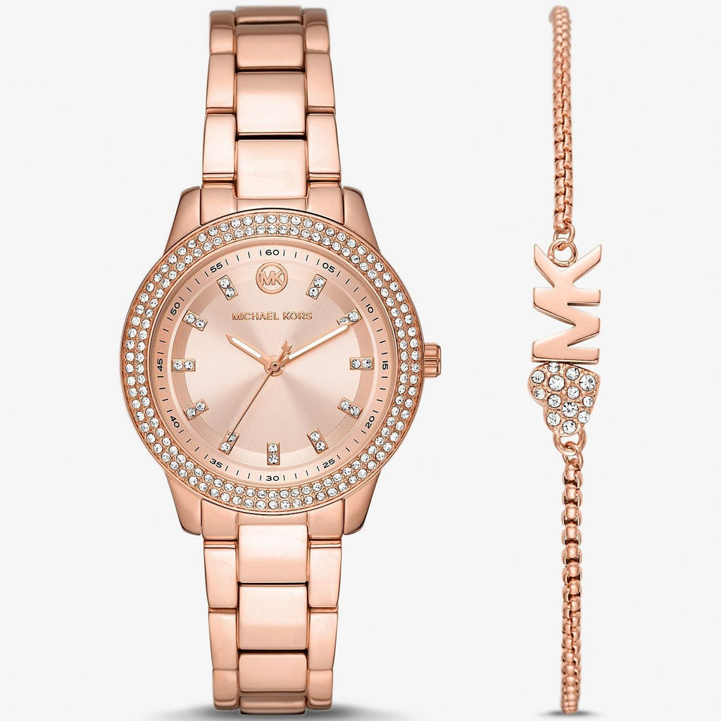 Michael Kors Tibby Pave Rose Gold Dial Rose Gold Steel Strap Watch for Women - MK1058 Authentic Buy Shop Now